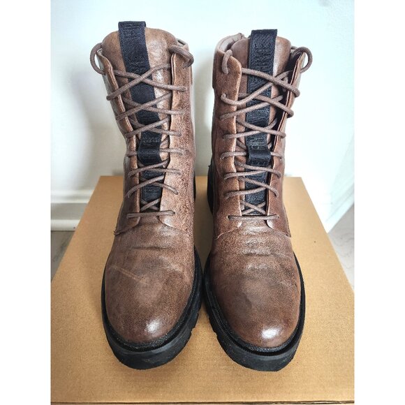 FRYE Allison Leather Combat Boots Lace-up Back Zip Brown Sz 8 - Picture 6 of 10
